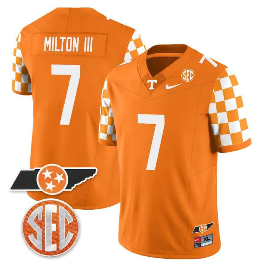 Men Tennessee Volunteers #7 Milton ii Orange 2024 Nike Checkerboard & Alternate NCAA Jersey->indianapolis colts->NFL Jersey